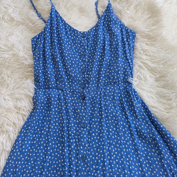 Rollas Brand Blue Tulips Button-Down Dress, XS - Picture 7 of 10